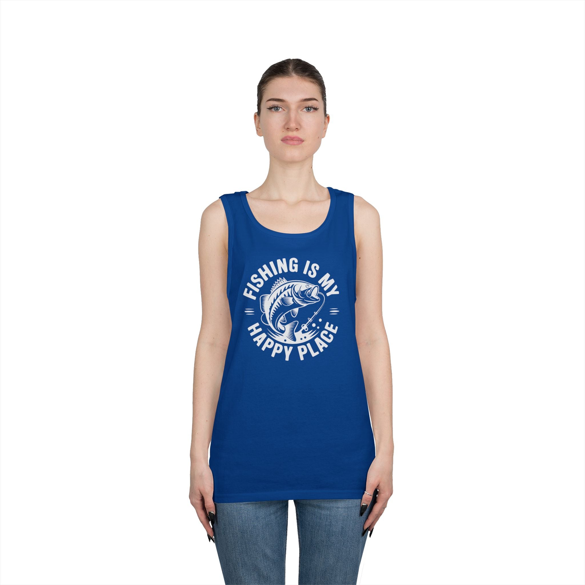Fishing Is My Happy Place Heavy Cotton Tank Top