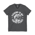 Fishing Is My Happy Place Jersey Short Sleeve V-Neck Tee