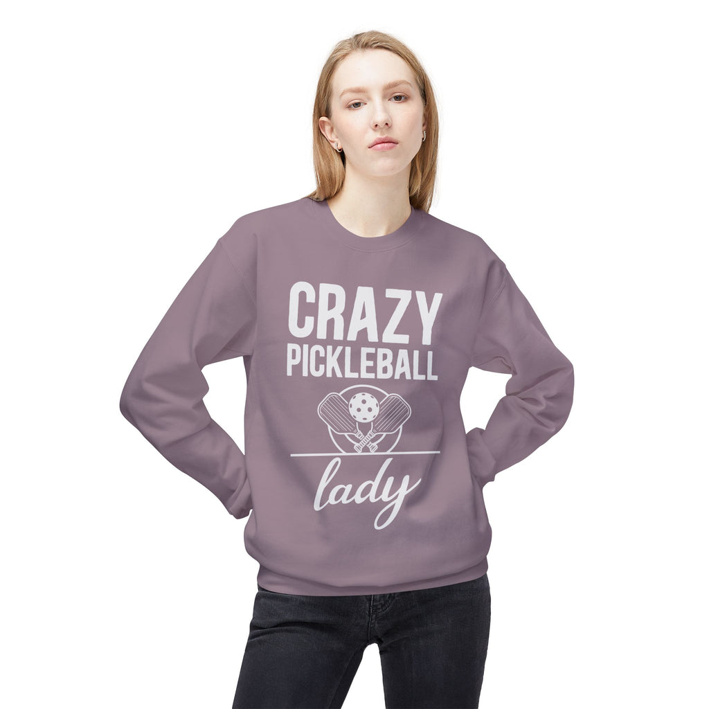 Crazy Pickleball Lady Midweight Softstyle Fleece Crewneck Sweatshirt