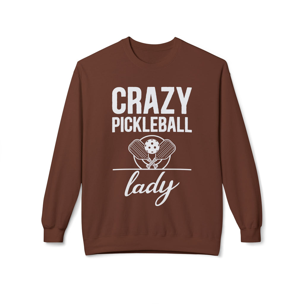 Crazy Pickleball Lady Midweight Softstyle Fleece Crewneck Sweatshirt