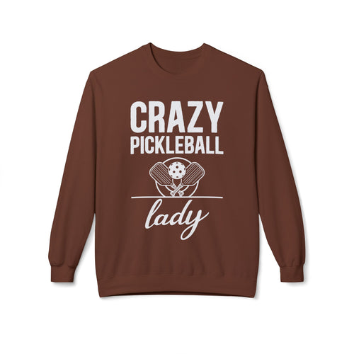Crazy Pickleball Lady Midweight Softstyle Fleece Crewneck Sweatshirt