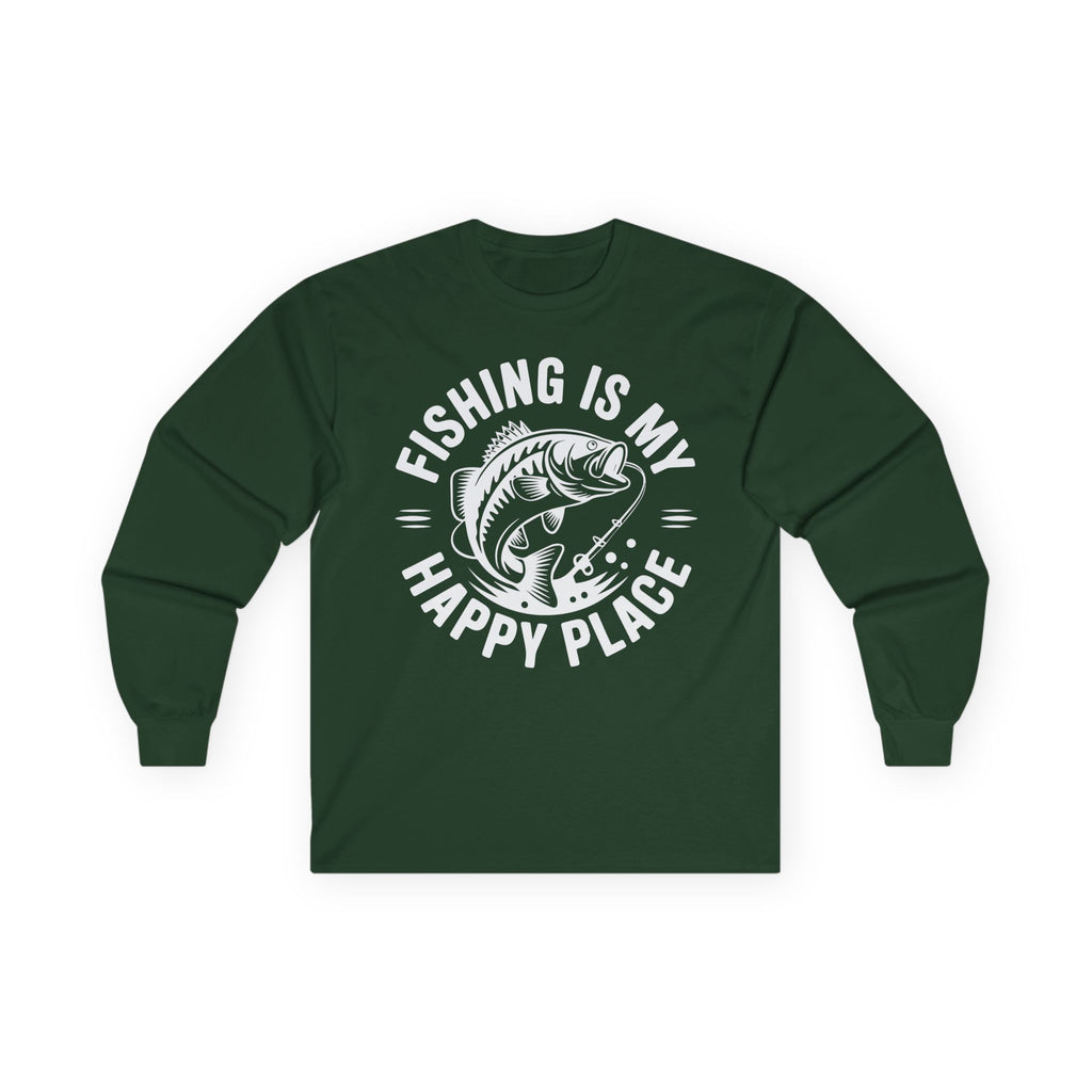 Fishing Is My Happy Place Cotton Long Sleeve Tee