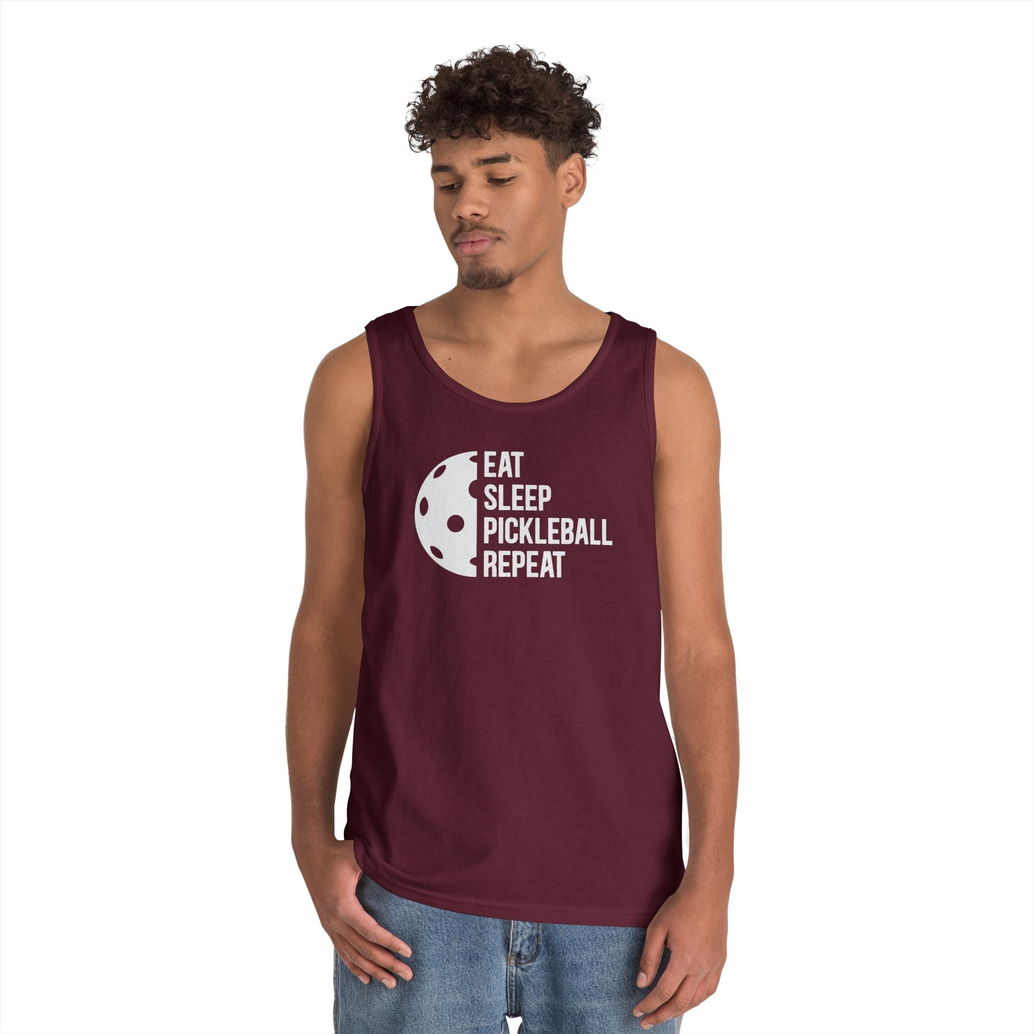 Eat Sleep Pickleball Heavy Cotton Tank Top