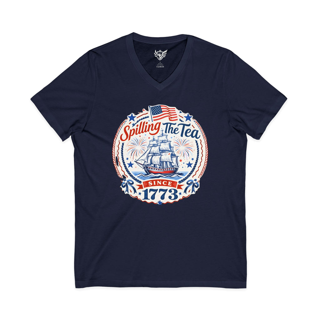 Spilling The Tea Jersey Short Sleeve V-Neck Tee