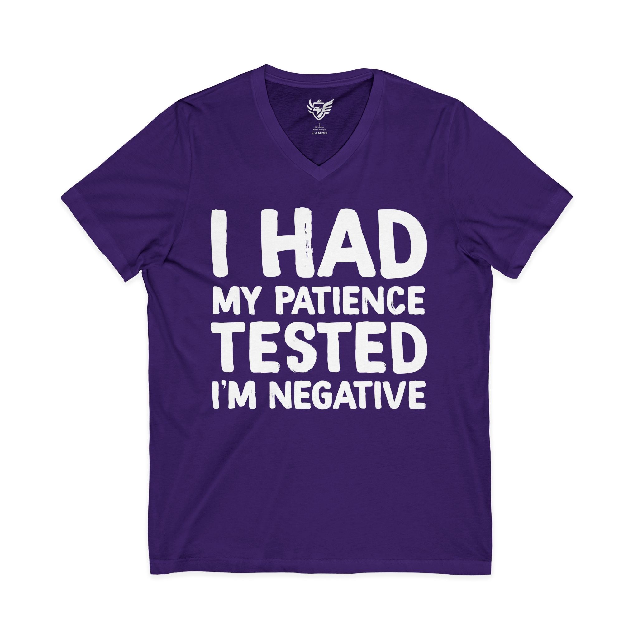 Negative For Patience Jersey Short Sleeve V-Neck Tee