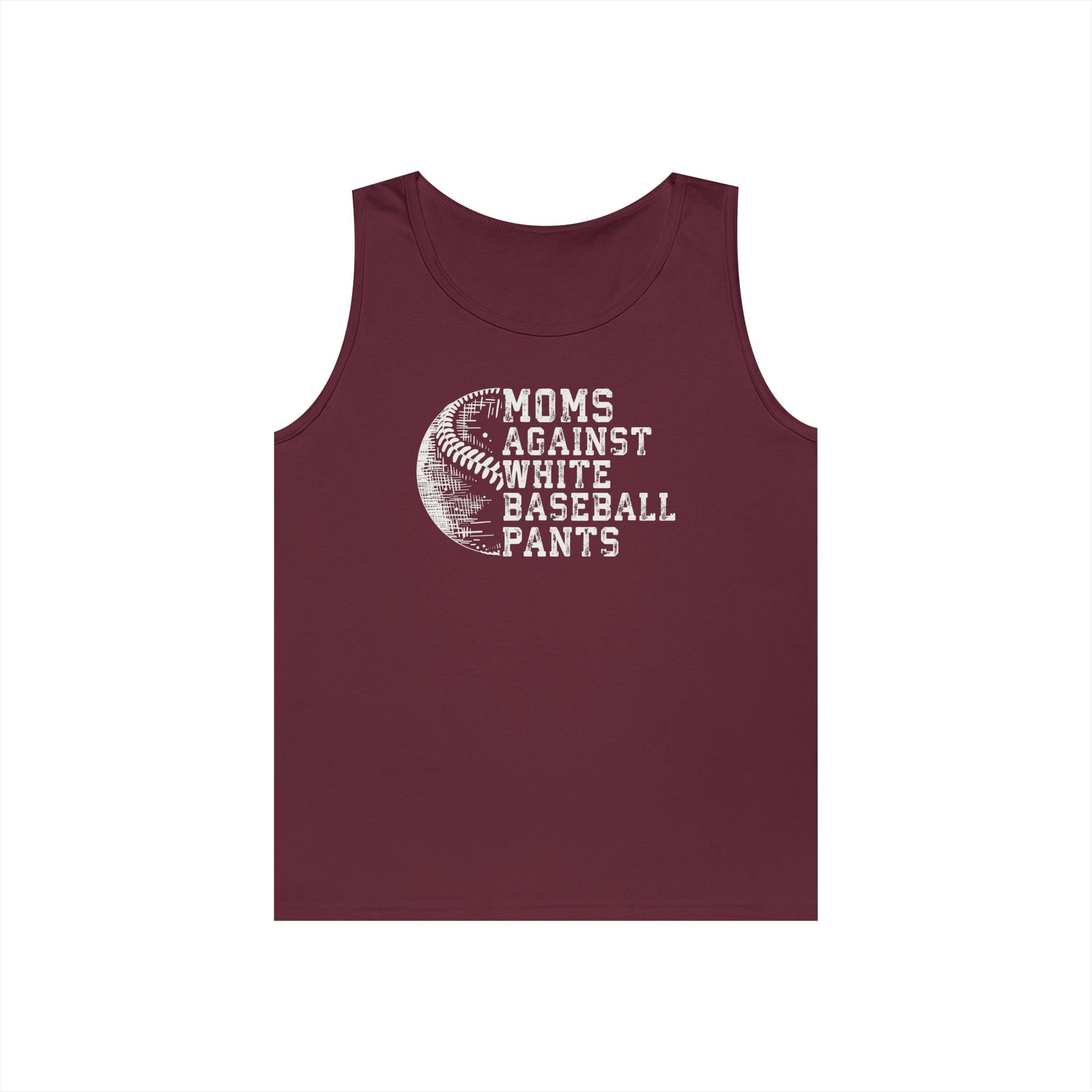 Mom's Against White Baseball Pants Heavy Cotton Tank Top