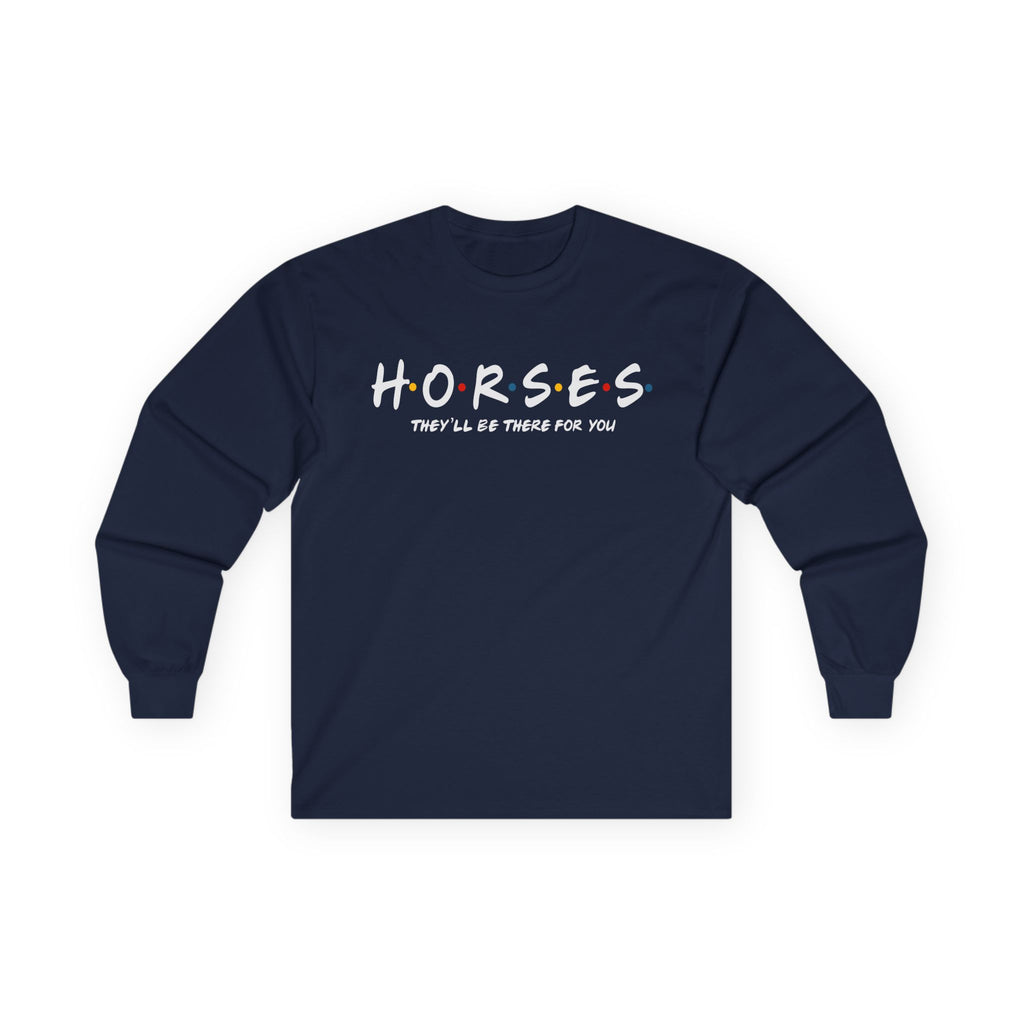 Horses, Friends Theme Cotton Long Sleeve Tee