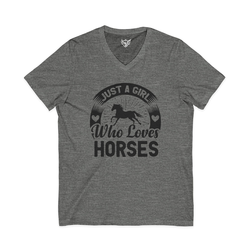 Just a Girl Who Loves Horses Jersey Short Sleeve V-Neck Tee