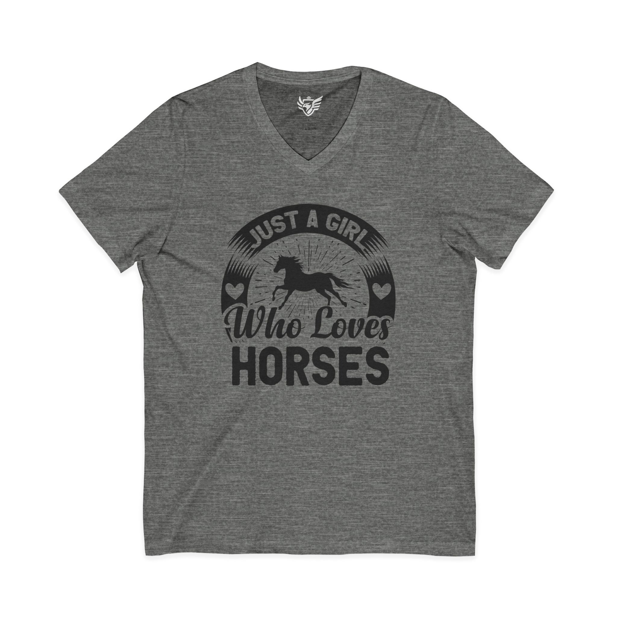 Just a Girl Who Loves Horses Jersey Short Sleeve V-Neck Tee