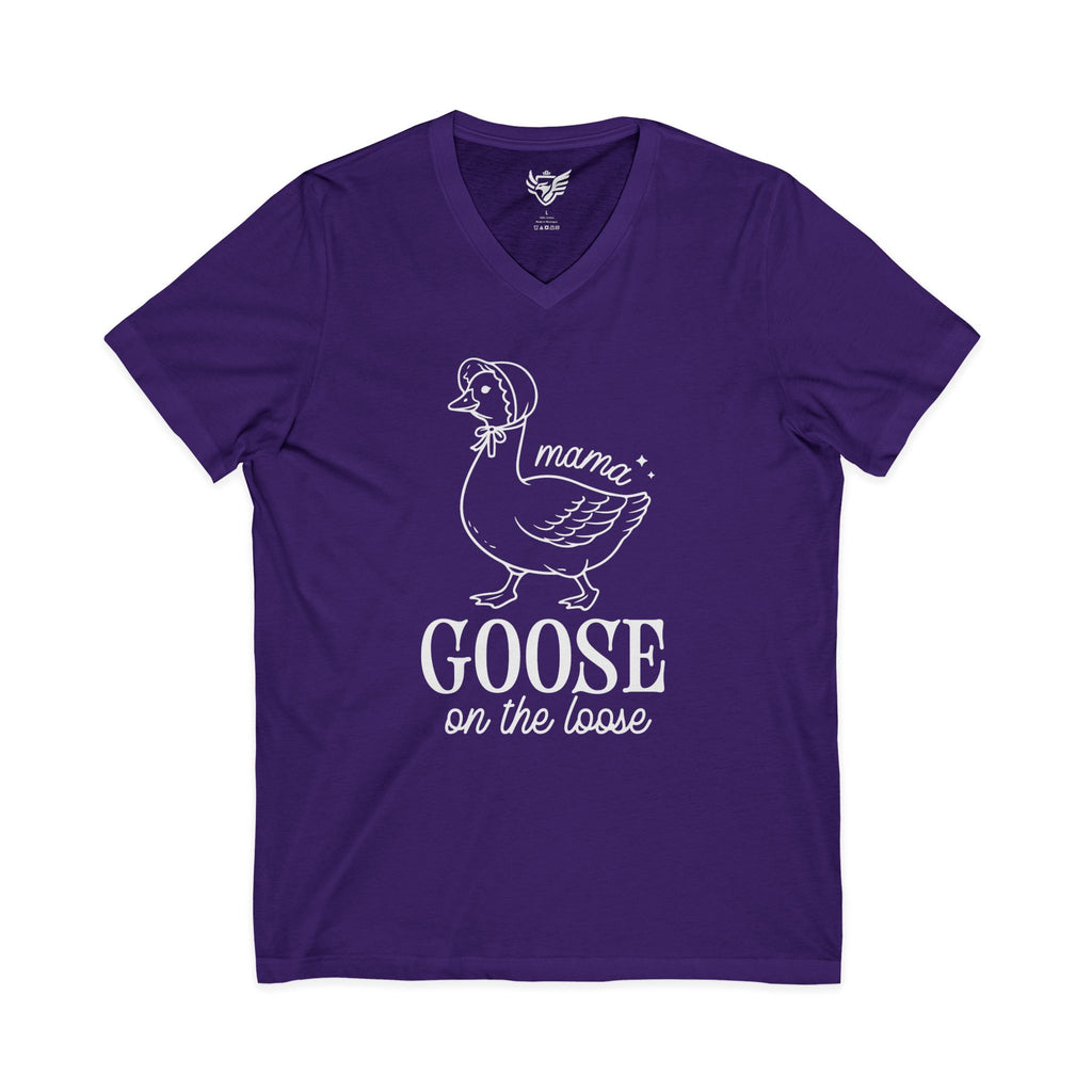 Mama Goose on the Loose Jersey Short Sleeve V-Neck Tee