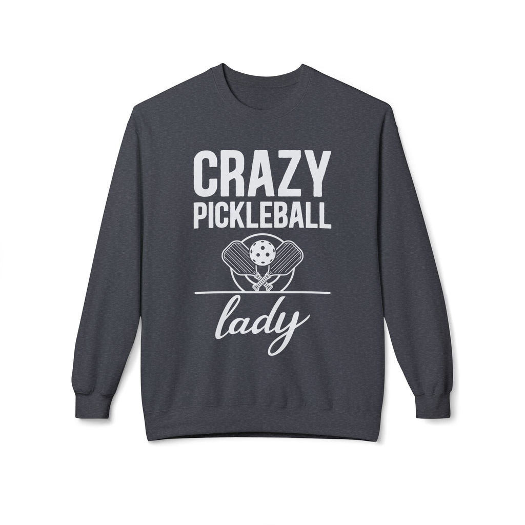 Crazy Pickleball Lady Midweight Softstyle Fleece Crewneck Sweatshirt