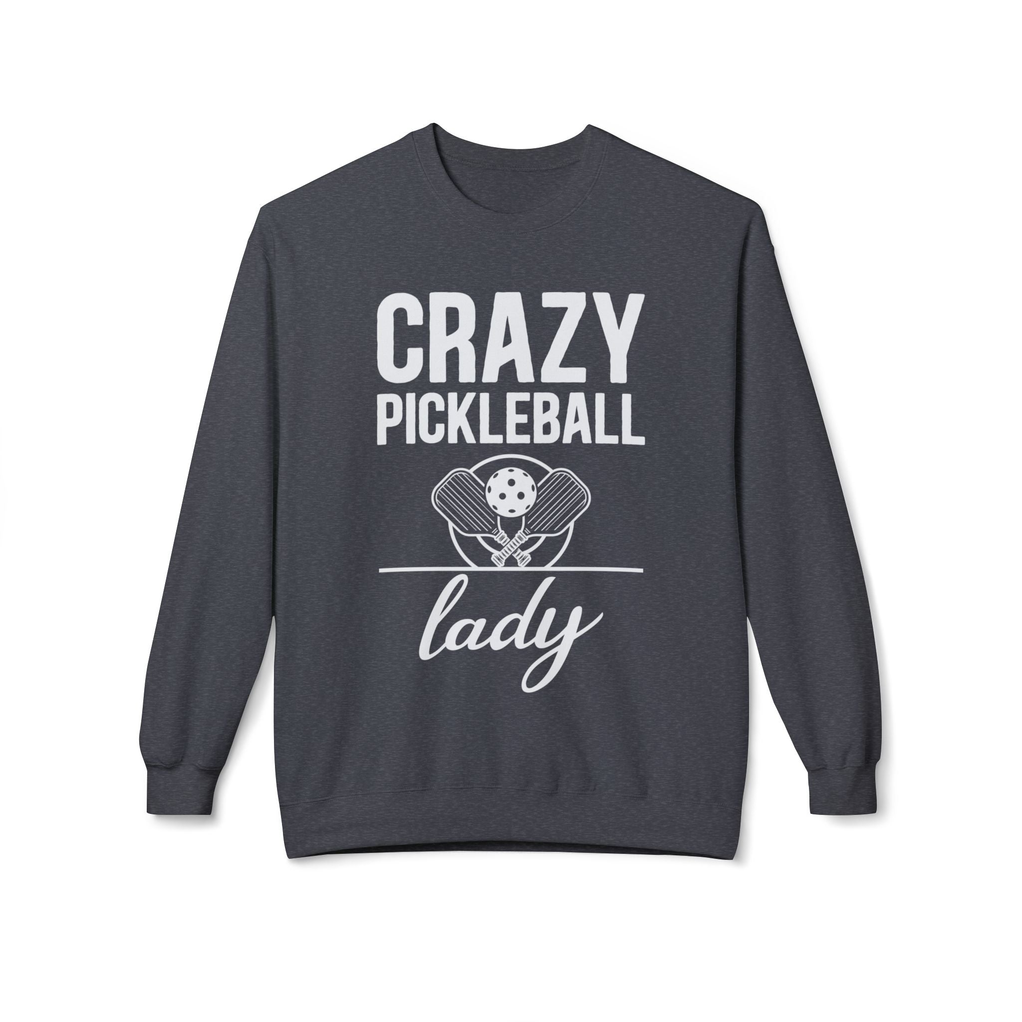 Crazy Pickleball Lady Midweight Softstyle Fleece Crewneck Sweatshirt