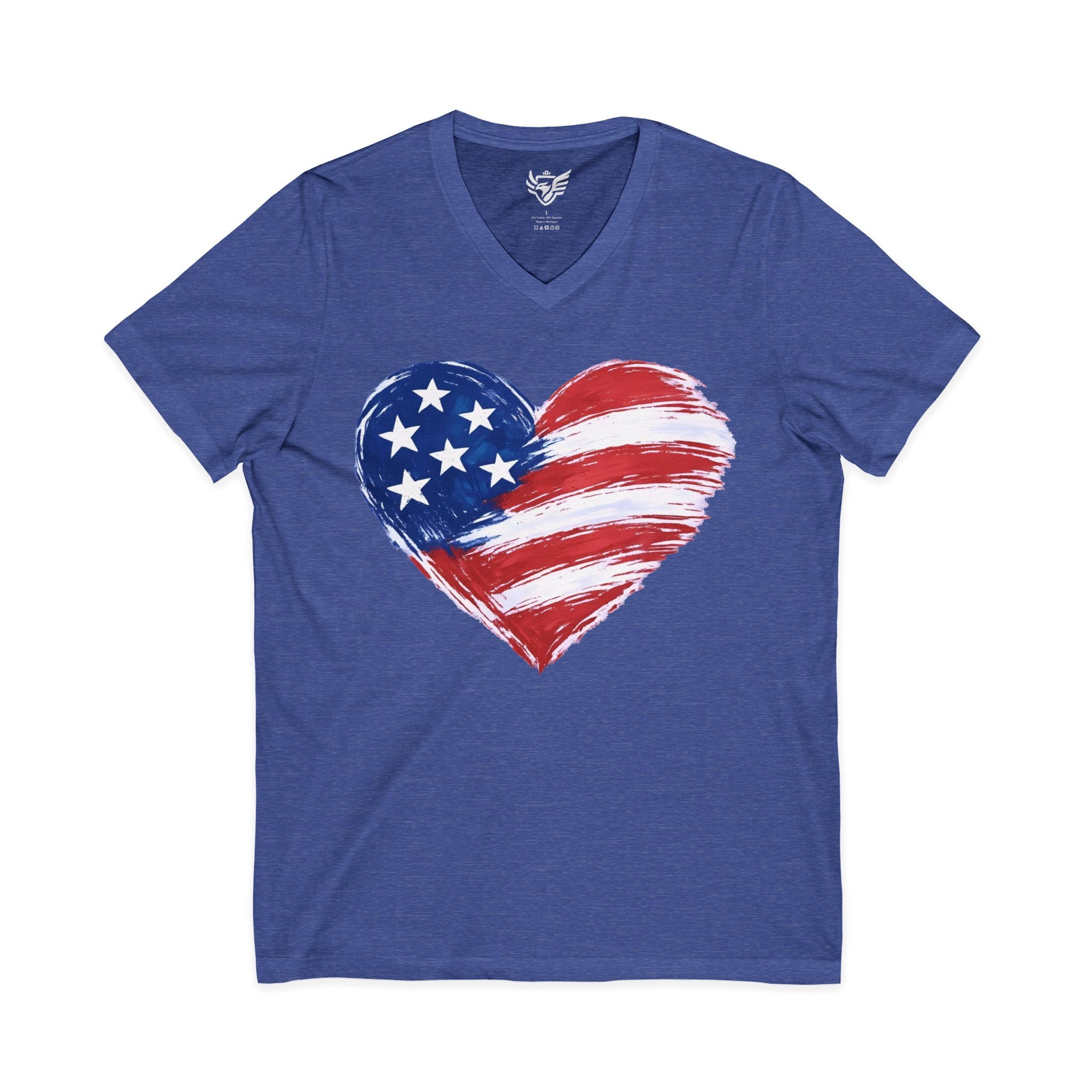 Heart Flag Jersey Short Sleeve V-Neck Tee