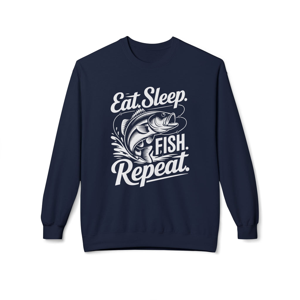 Eat Sleep Fish Repeat Midweight Softstyle Fleece Crewneck Sweatshirt