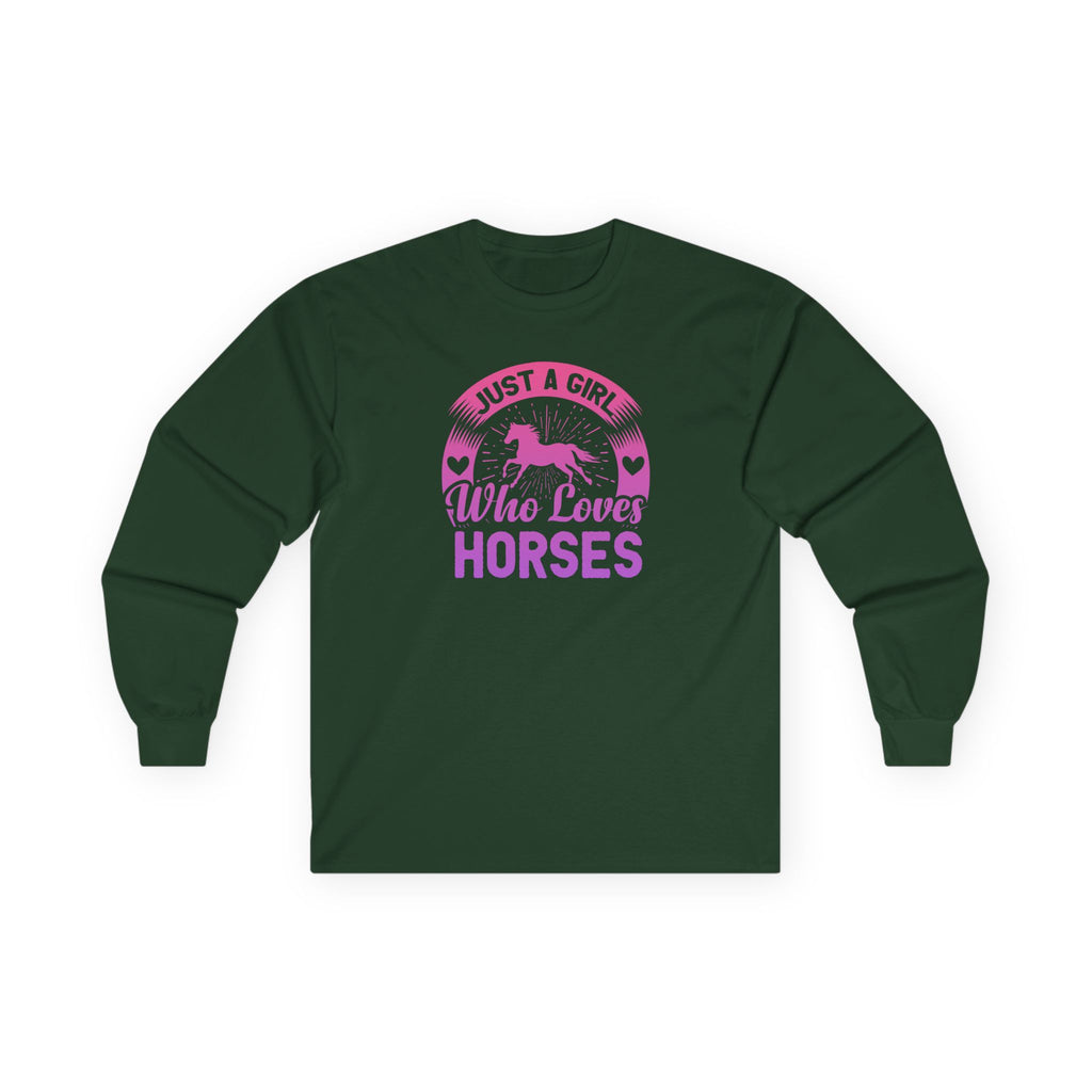 Just a Girl Who Loves Horses Cotton Long Sleeve Tee