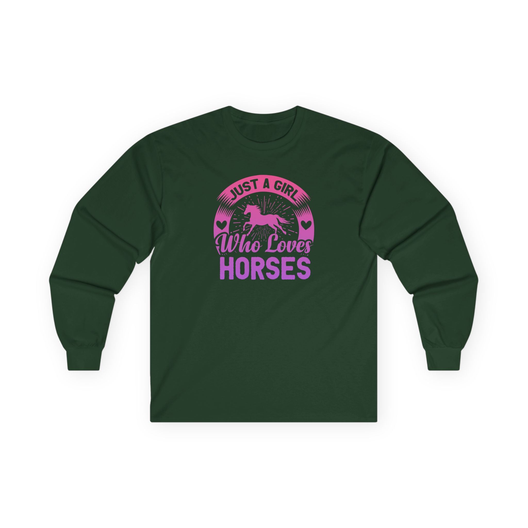 Just a Girl Who Loves Horses Cotton Long Sleeve Tee