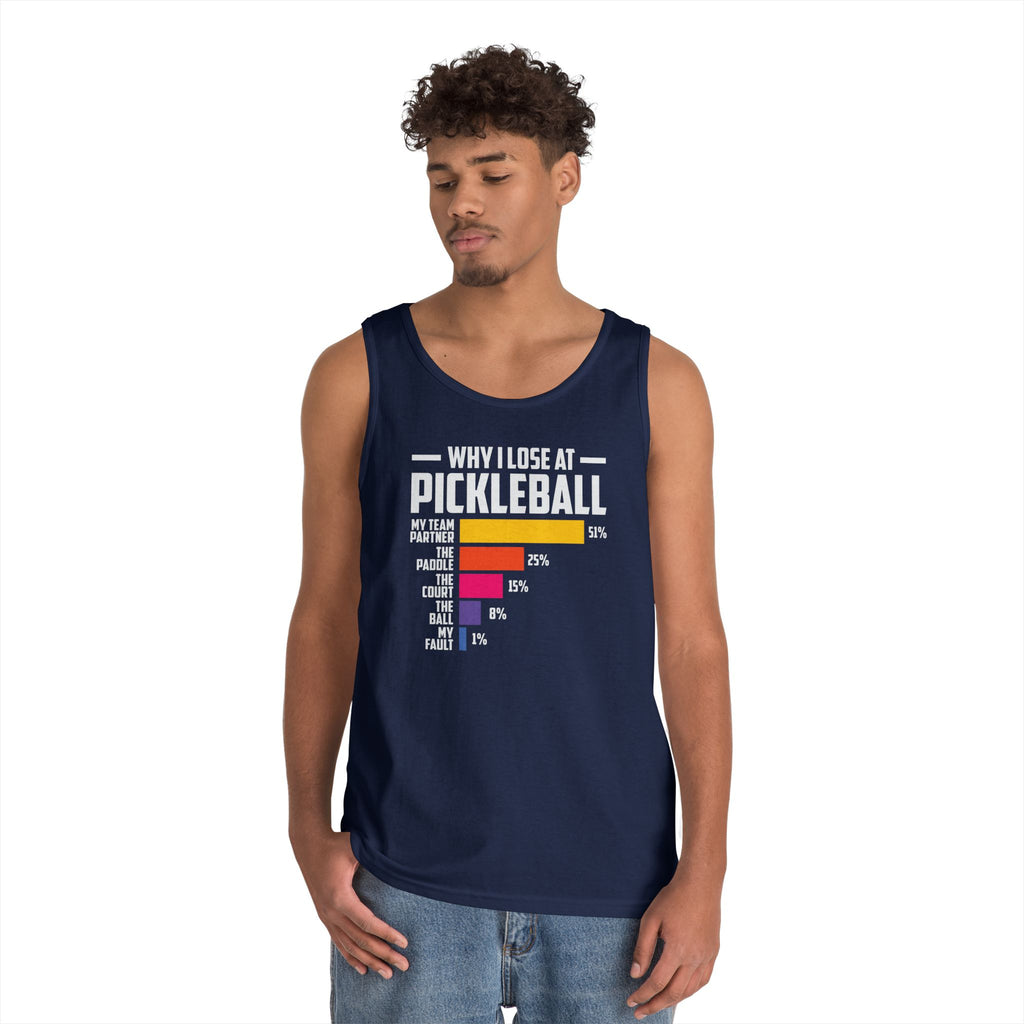 Why I Lose At Pickleball Heavy Cotton Tank Top