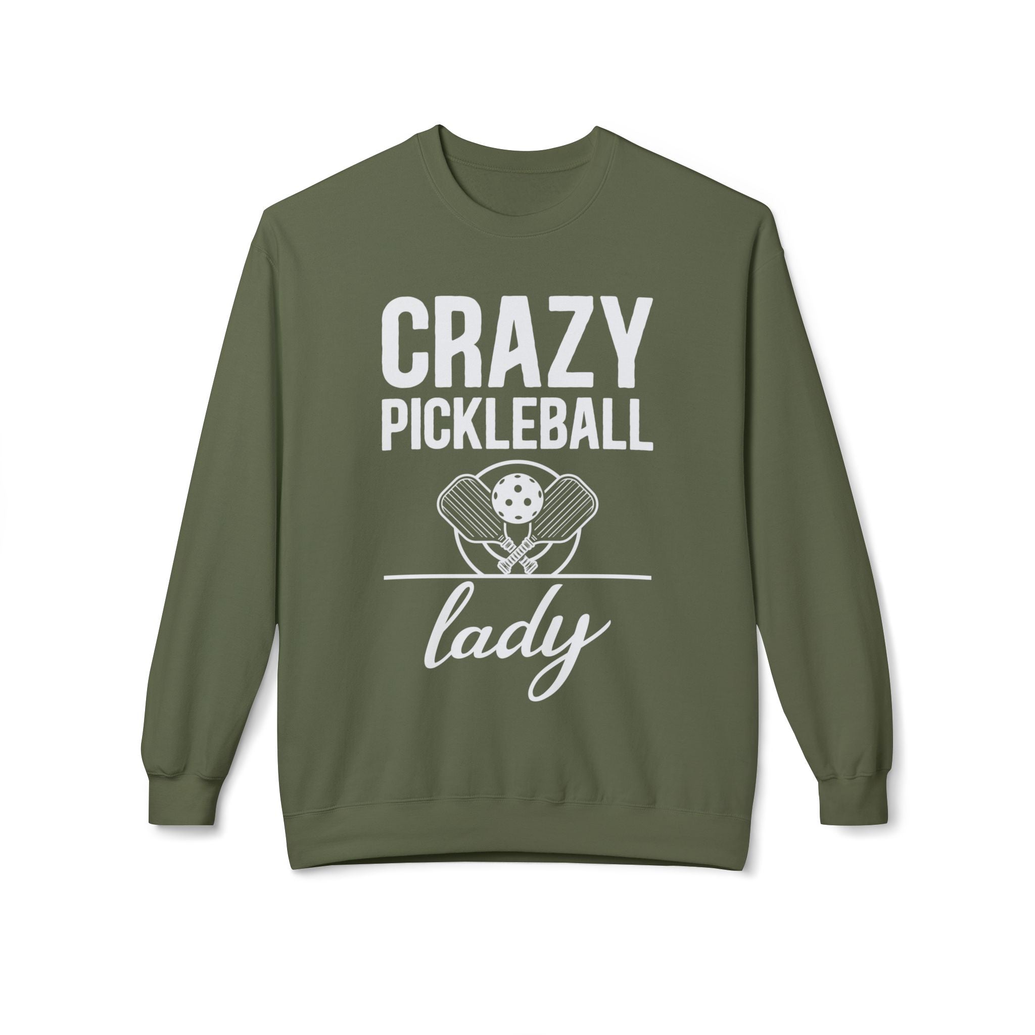 Crazy Pickleball Lady Midweight Softstyle Fleece Crewneck Sweatshirt