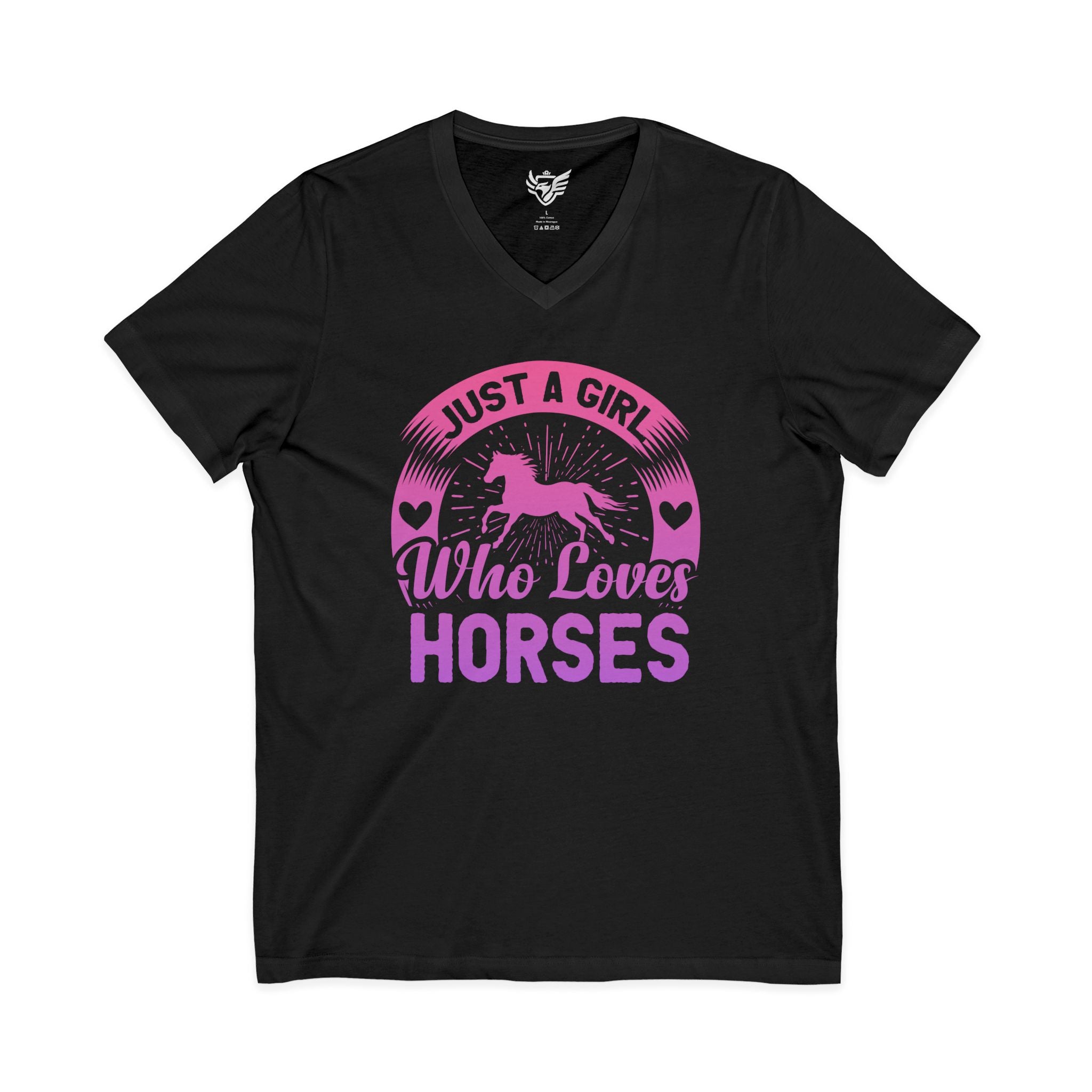 Just a Girl Who Loves Horses Jersey Short Sleeve V-Neck Tee