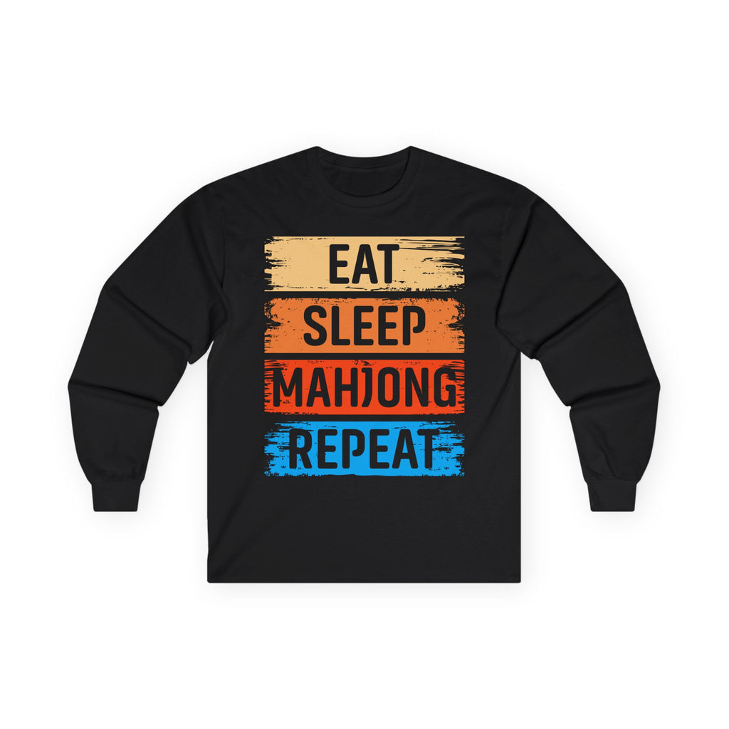 Eat Sleep Mahjong Repeat Cotton Long Sleeve Tee