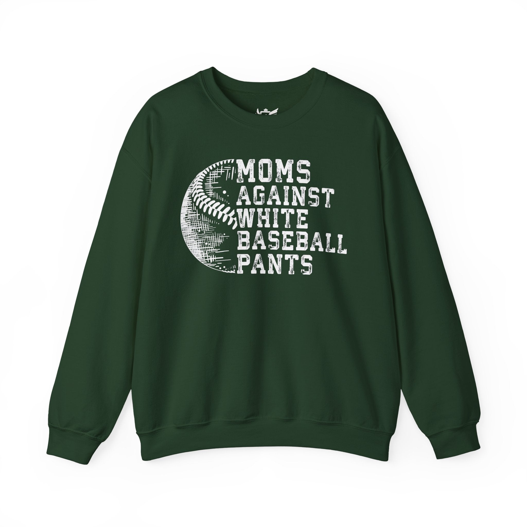 Mom's Against White Baseball Pants Heavy Blend™ Crewneck Sweatshirt
