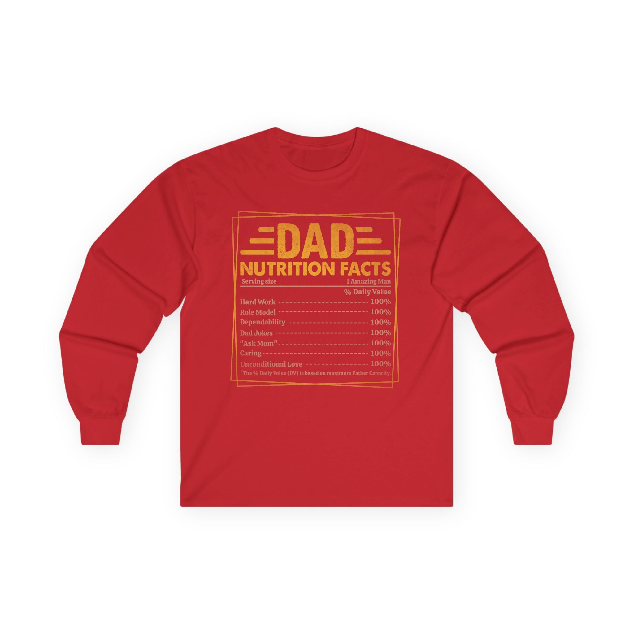 Dad Nutrition Facts Cotton Long Sleeve Tee