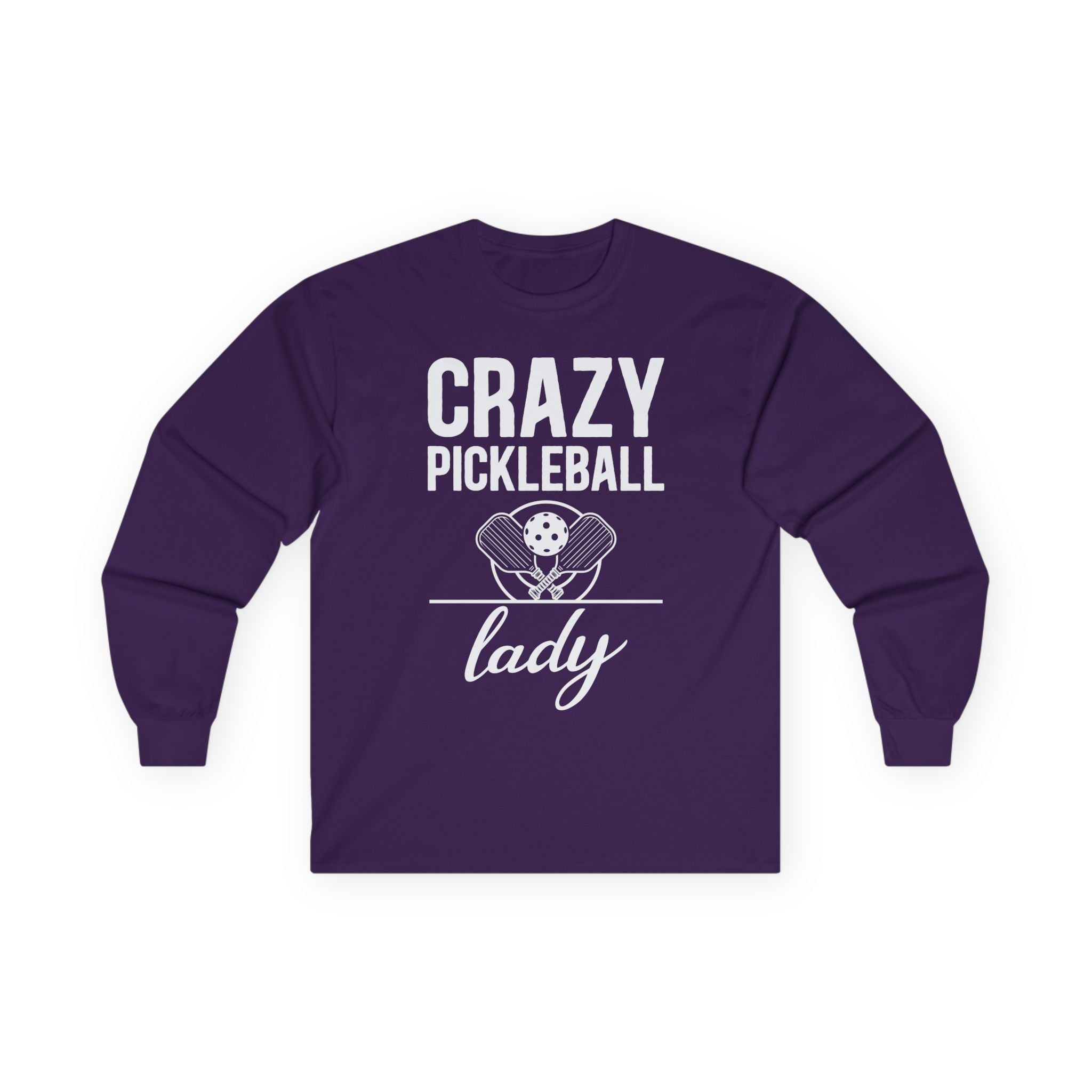 Crazy Pickleball Lady Cotton Long Sleeve Tee