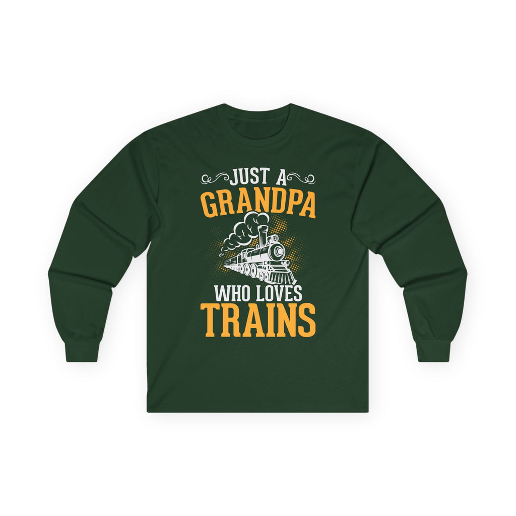 Train Lover Grandpa Cotton Long Sleeve Tee