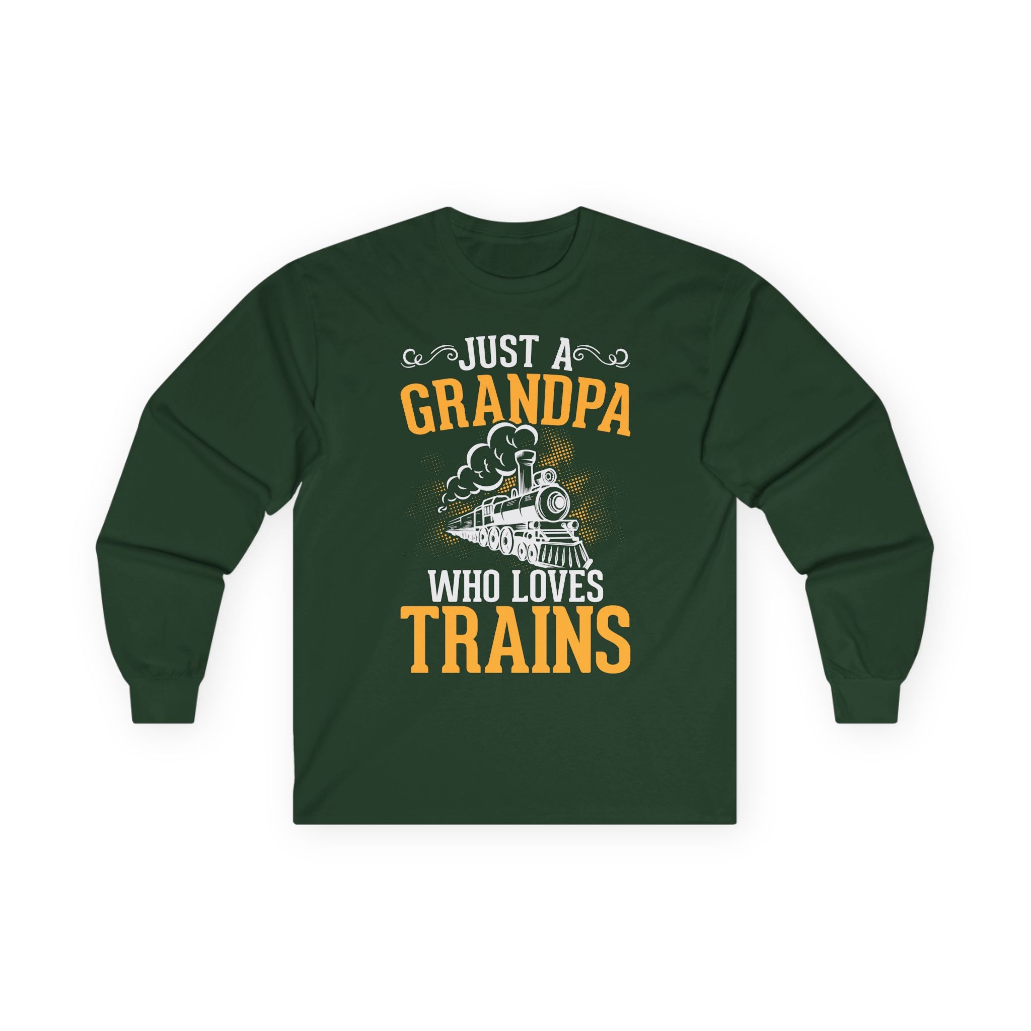 Train Lover Grandpa Cotton Long Sleeve Tee