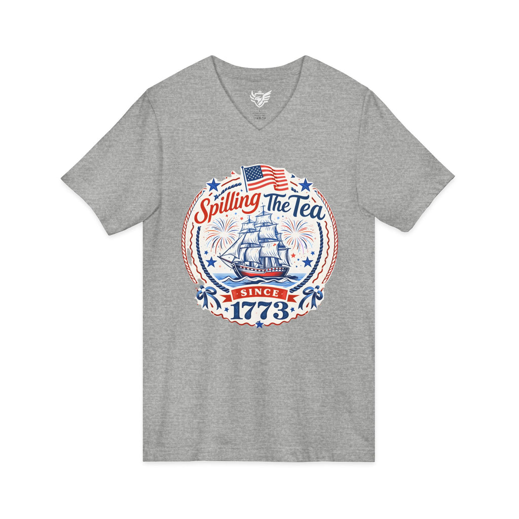 Spilling The Tea Jersey Short Sleeve V-Neck Tee