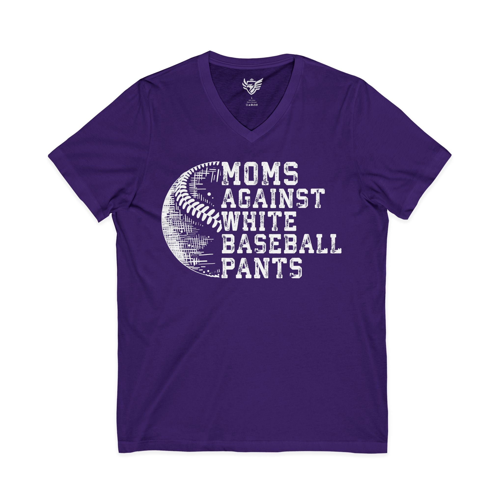 Mom's Against White Baseball Pants Jersey Short Sleeve V-Neck Tee