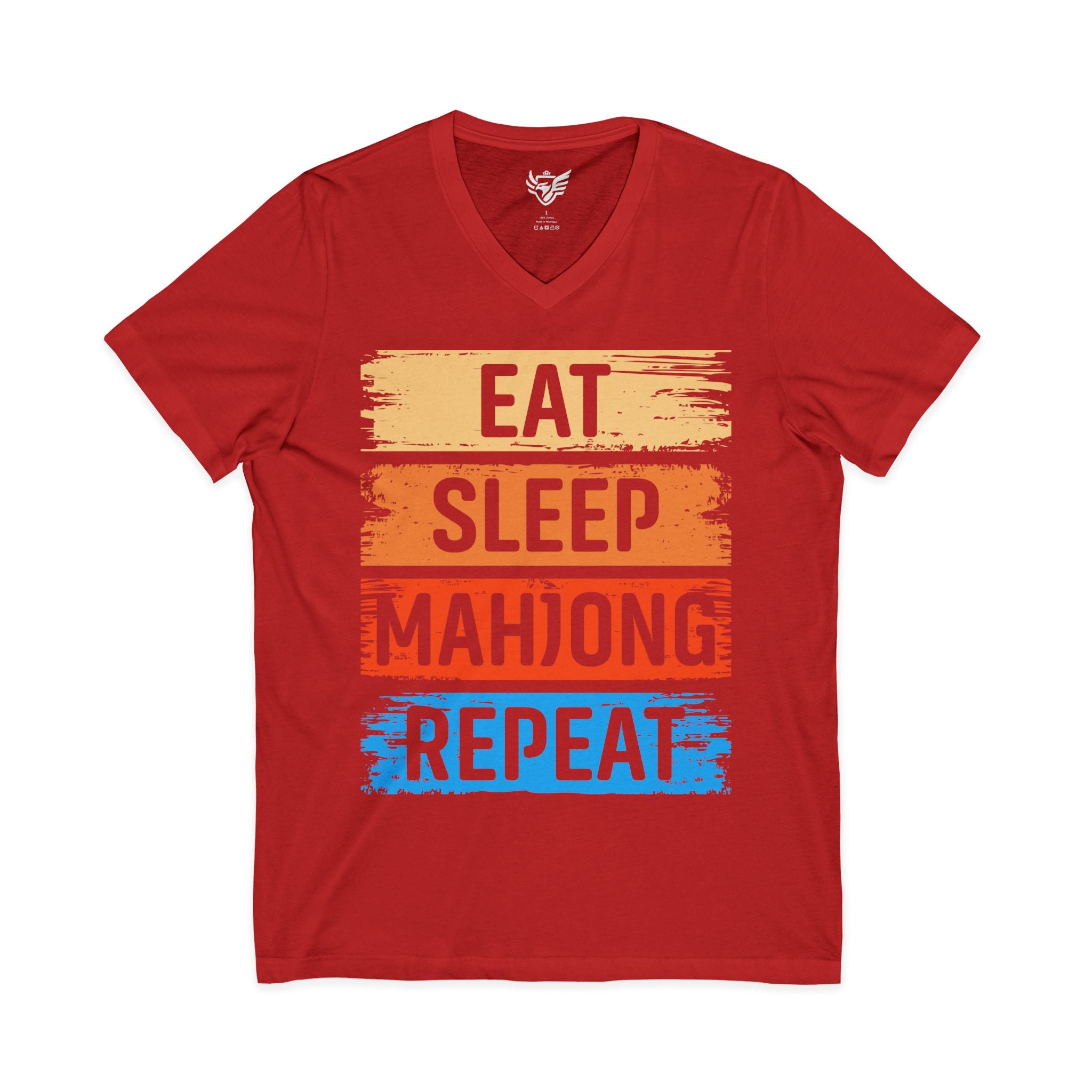 Eat Sleep Mahjong Repeat Jersey Short Sleeve V-Neck Tee