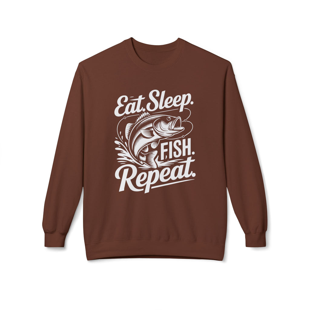 Eat Sleep Fish Repeat Midweight Softstyle Fleece Crewneck Sweatshirt