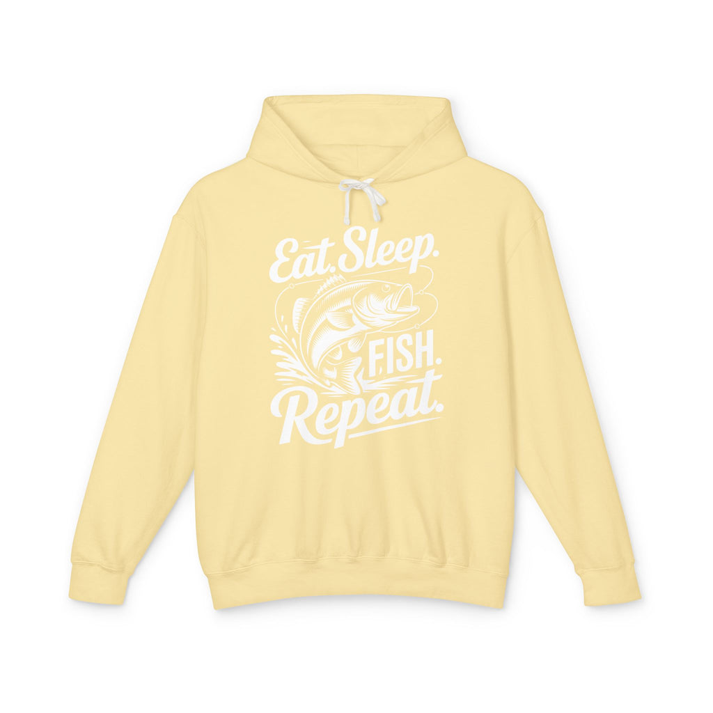 Eat Sleep Fish Repeat Lightweight Hooded Sweatshirt