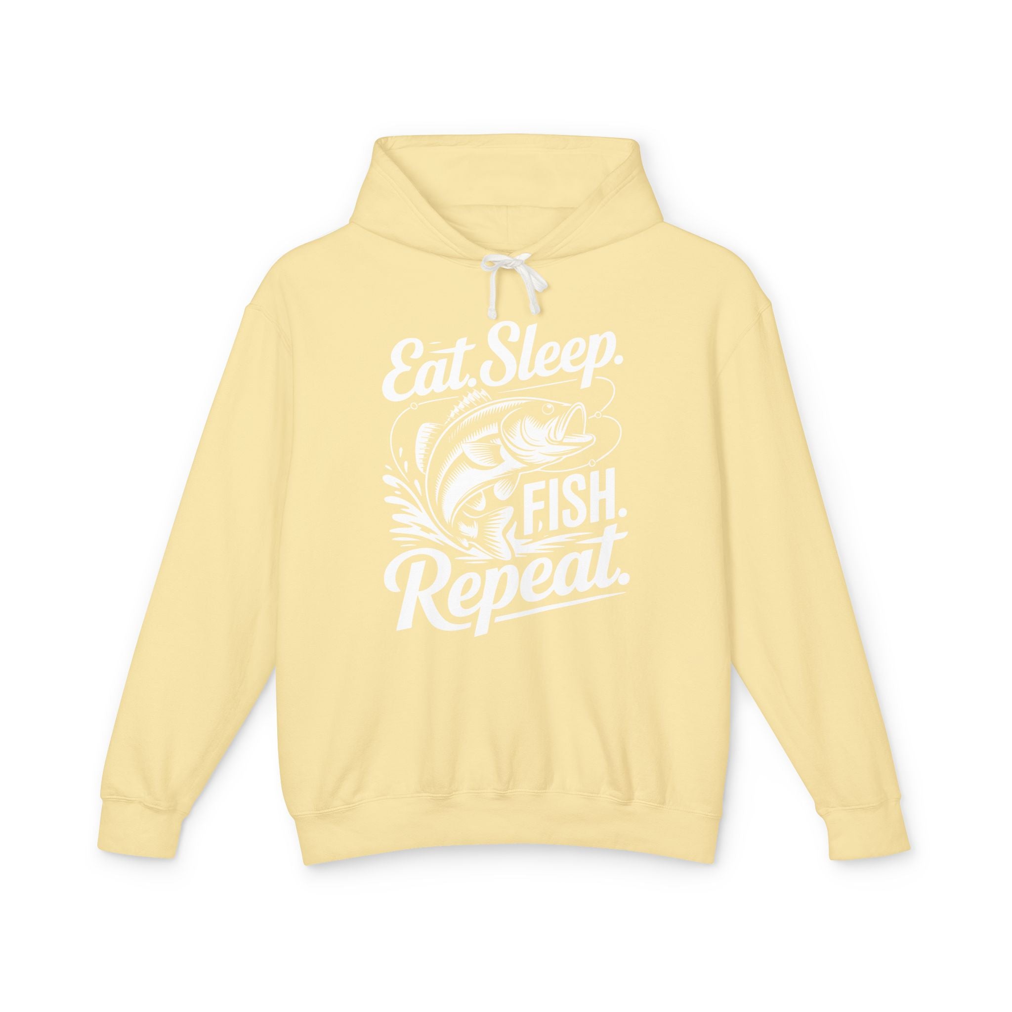 Eat Sleep Fish Repeat Lightweight Hooded Sweatshirt