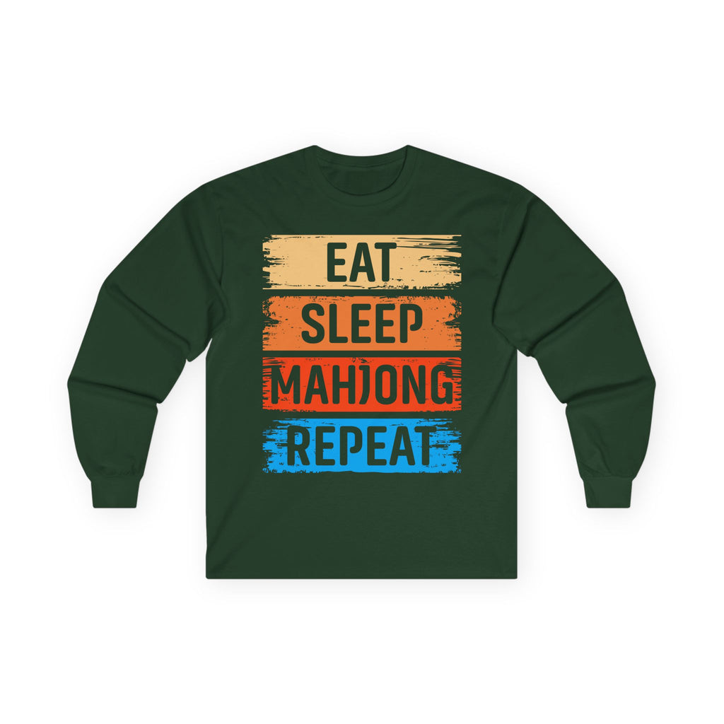 Eat Sleep Mahjong Repeat Cotton Long Sleeve Tee