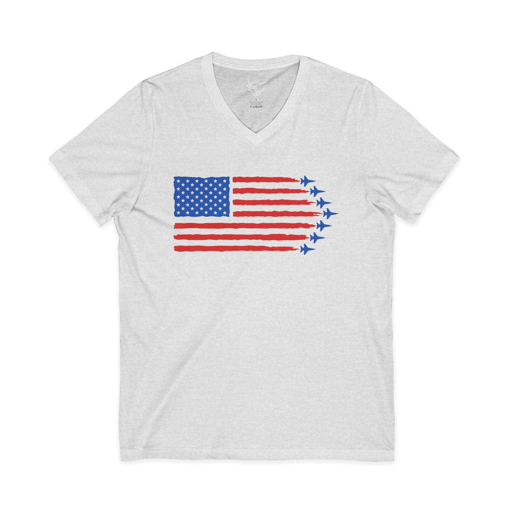 USA Jet Flag Jersey Short Sleeve V-Neck Tee