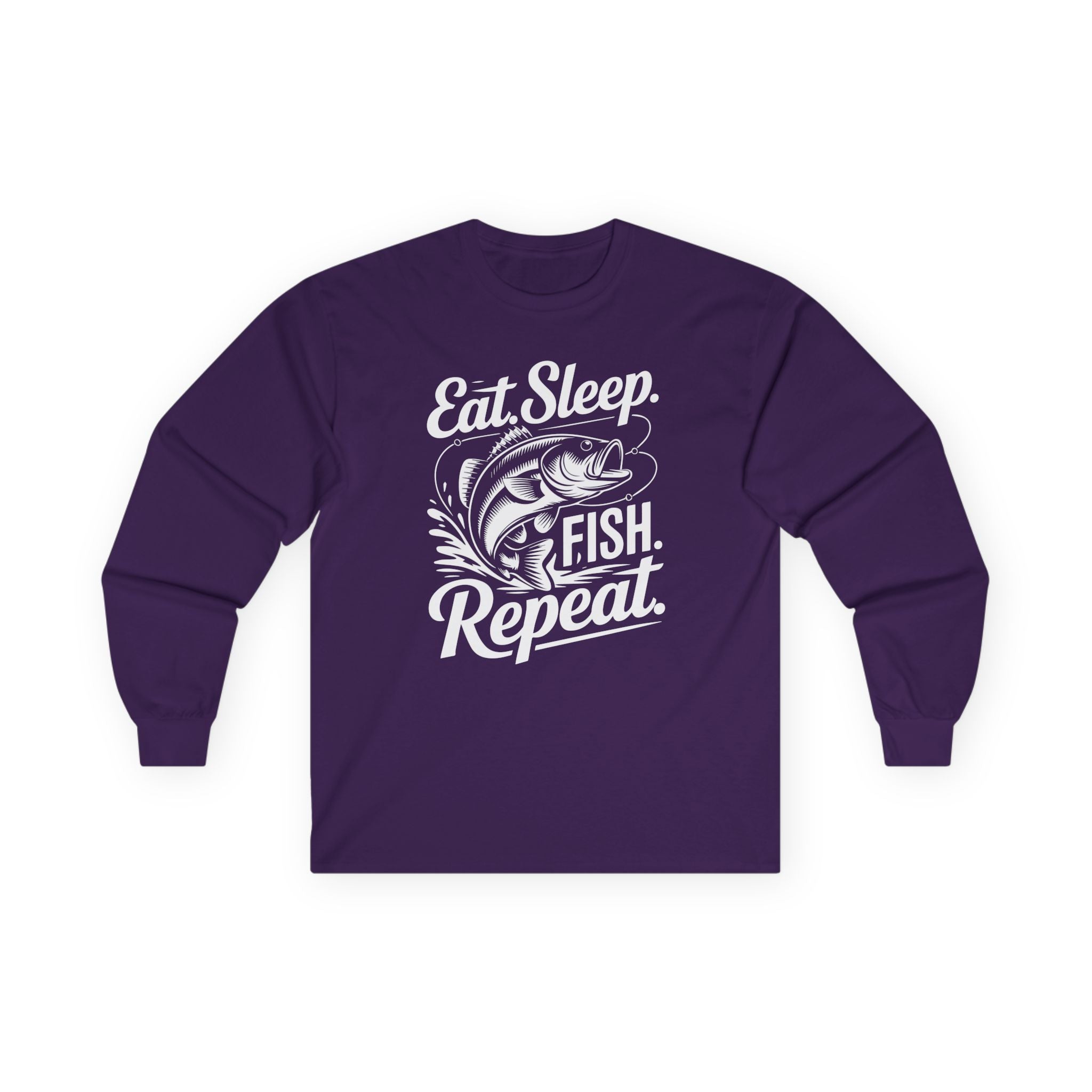 Eat Sleep Fish Repeat Cotton Long Sleeve Tee