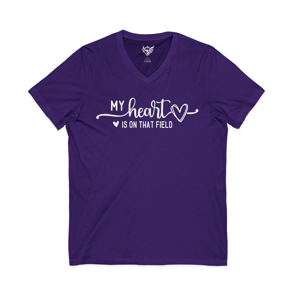 My Heart is on that Field Jersey Short Sleeve V-Neck Tee