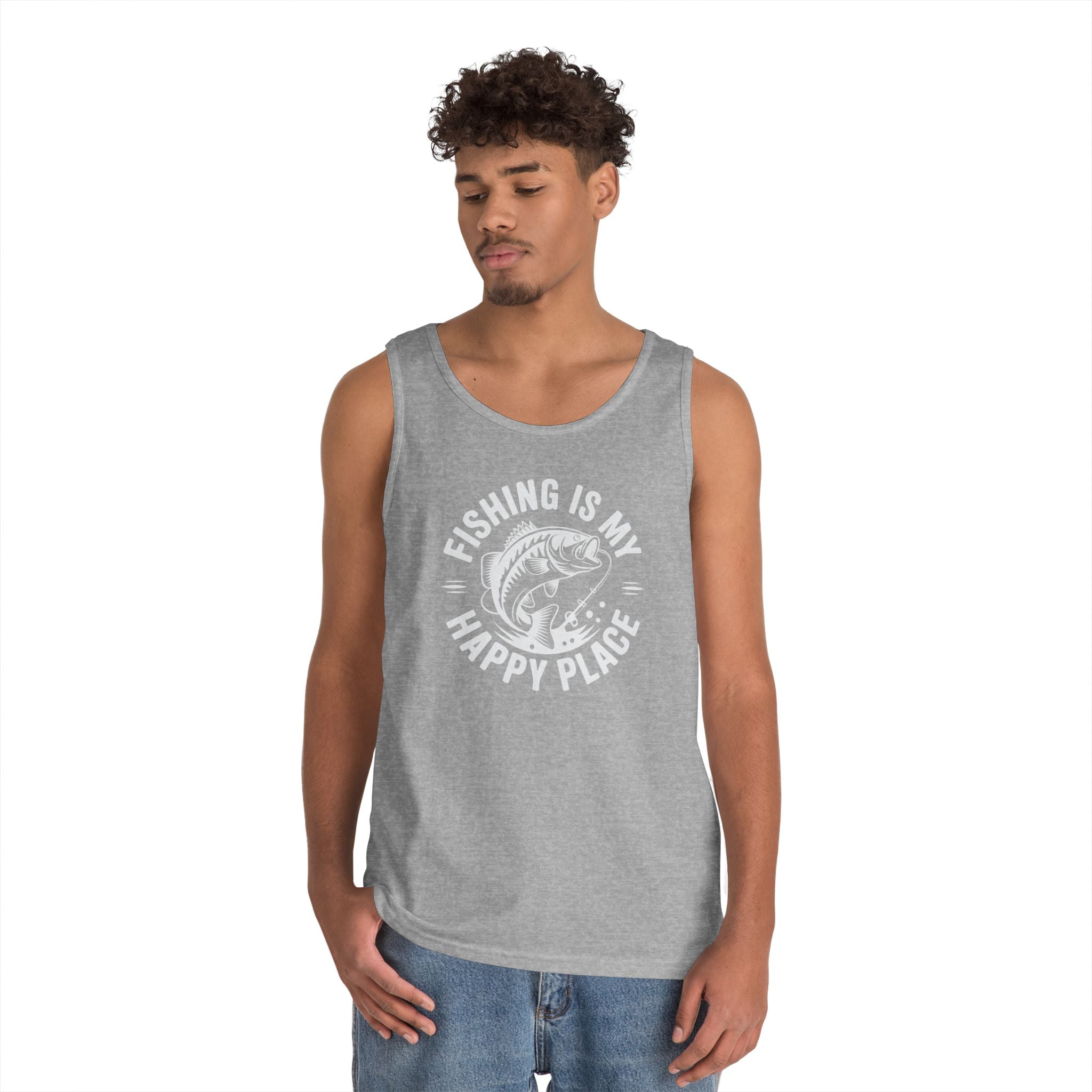 Fishing Is My Happy Place Heavy Cotton Tank Top
