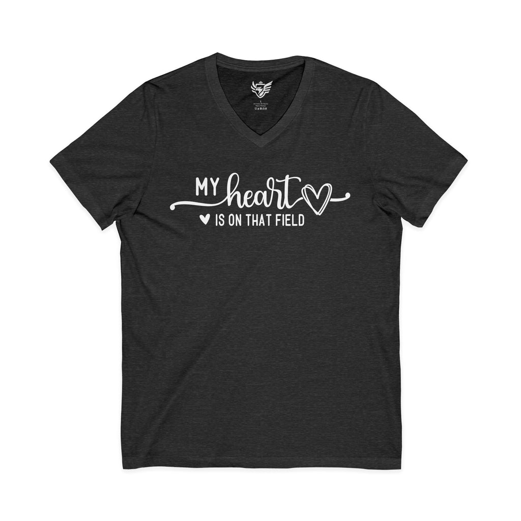 My Heart is on that Field Jersey Short Sleeve V-Neck Tee