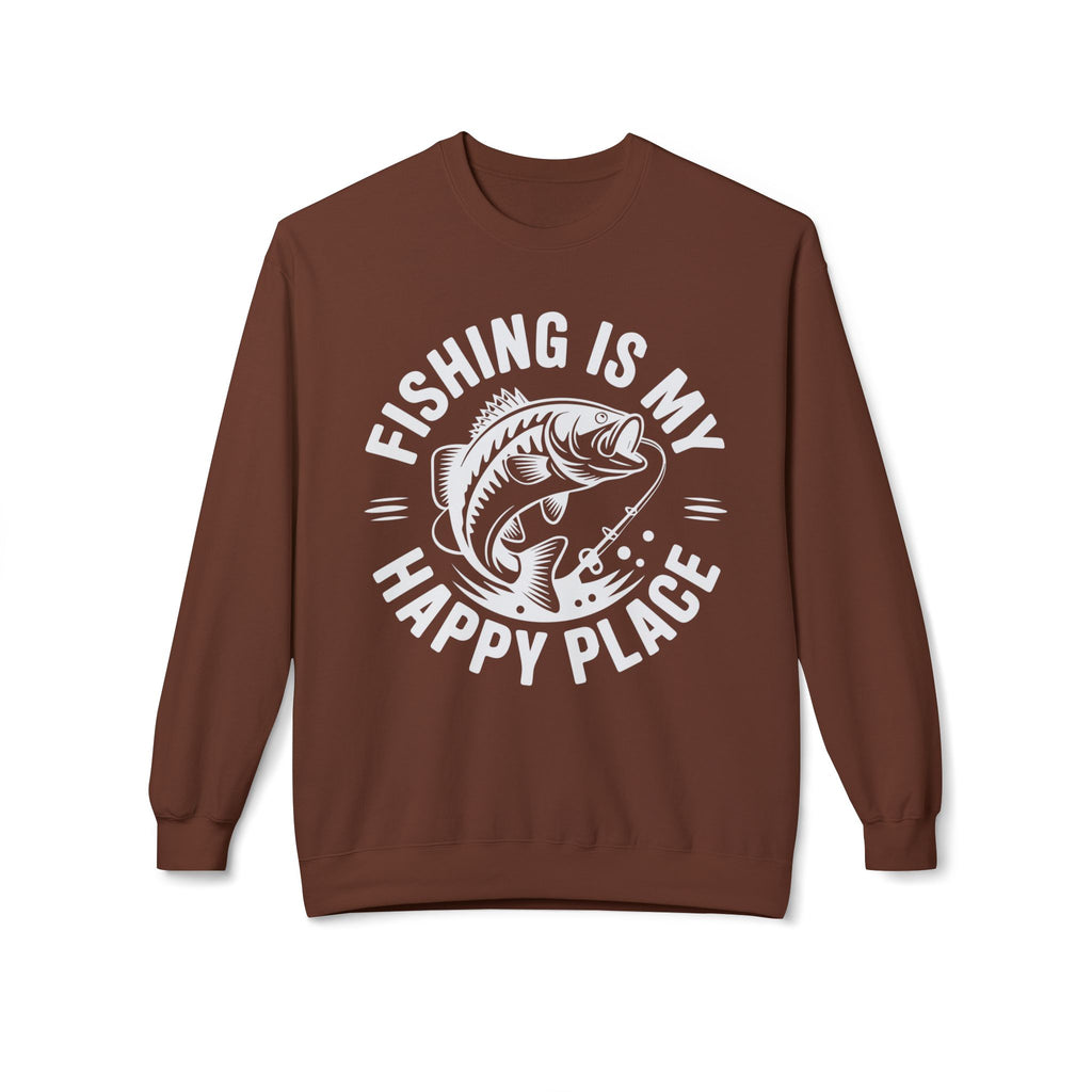 Fishing Is My Happy Place Midweight Softstyle Fleece Crewneck Sweatshirt