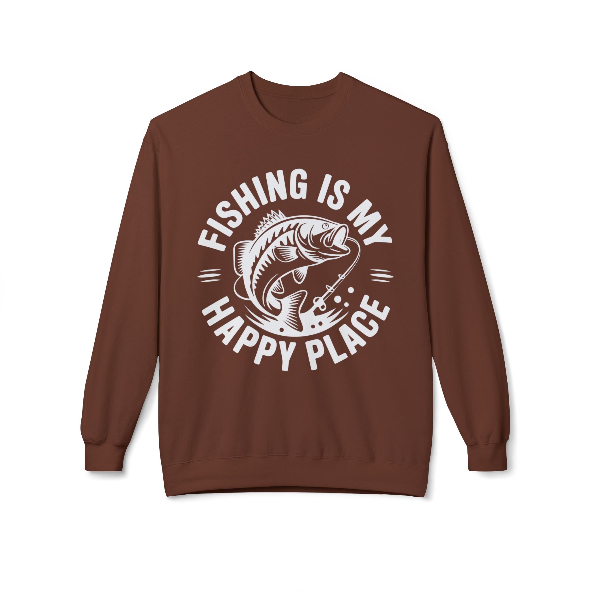 Fishing Is My Happy Place Midweight Softstyle Fleece Crewneck Sweatshirt