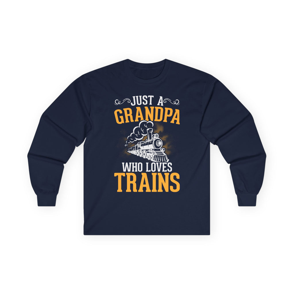 Train Lover Grandpa Cotton Long Sleeve Tee