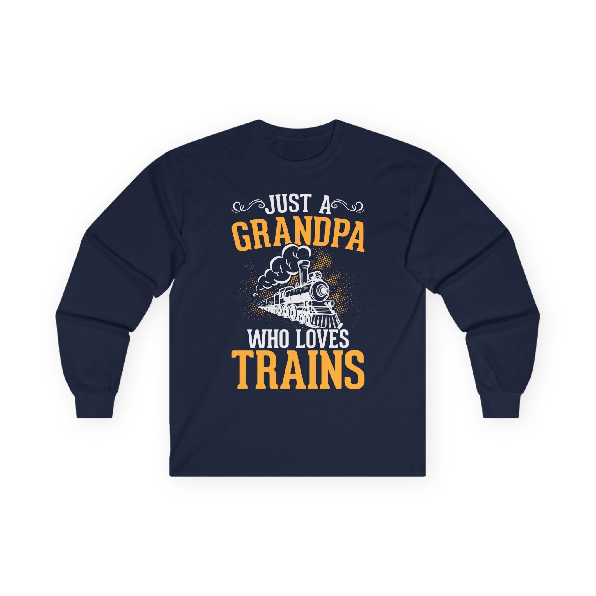 Train Lover Grandpa Cotton Long Sleeve Tee