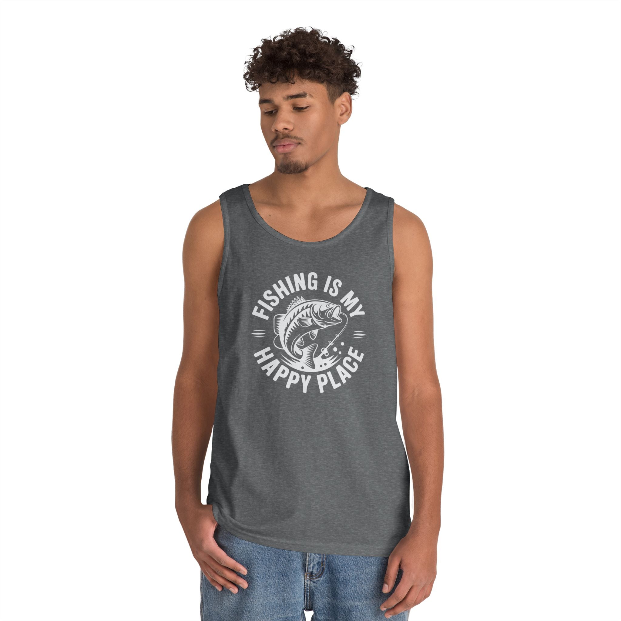 Fishing Is My Happy Place Heavy Cotton Tank Top