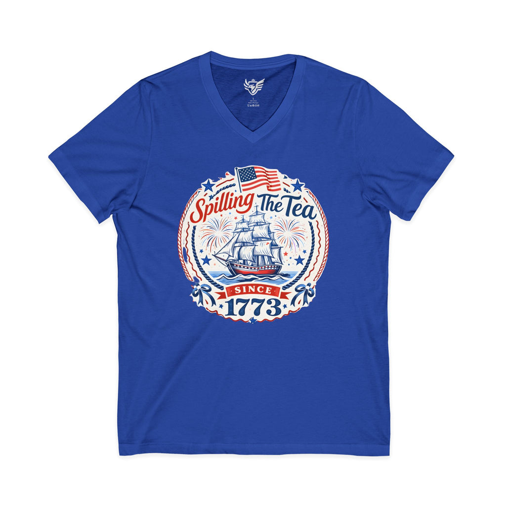 Spilling The Tea Jersey Short Sleeve V-Neck Tee