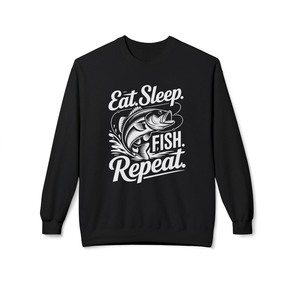 Eat Sleep Fish Repeat Midweight Softstyle Fleece Crewneck Sweatshirt