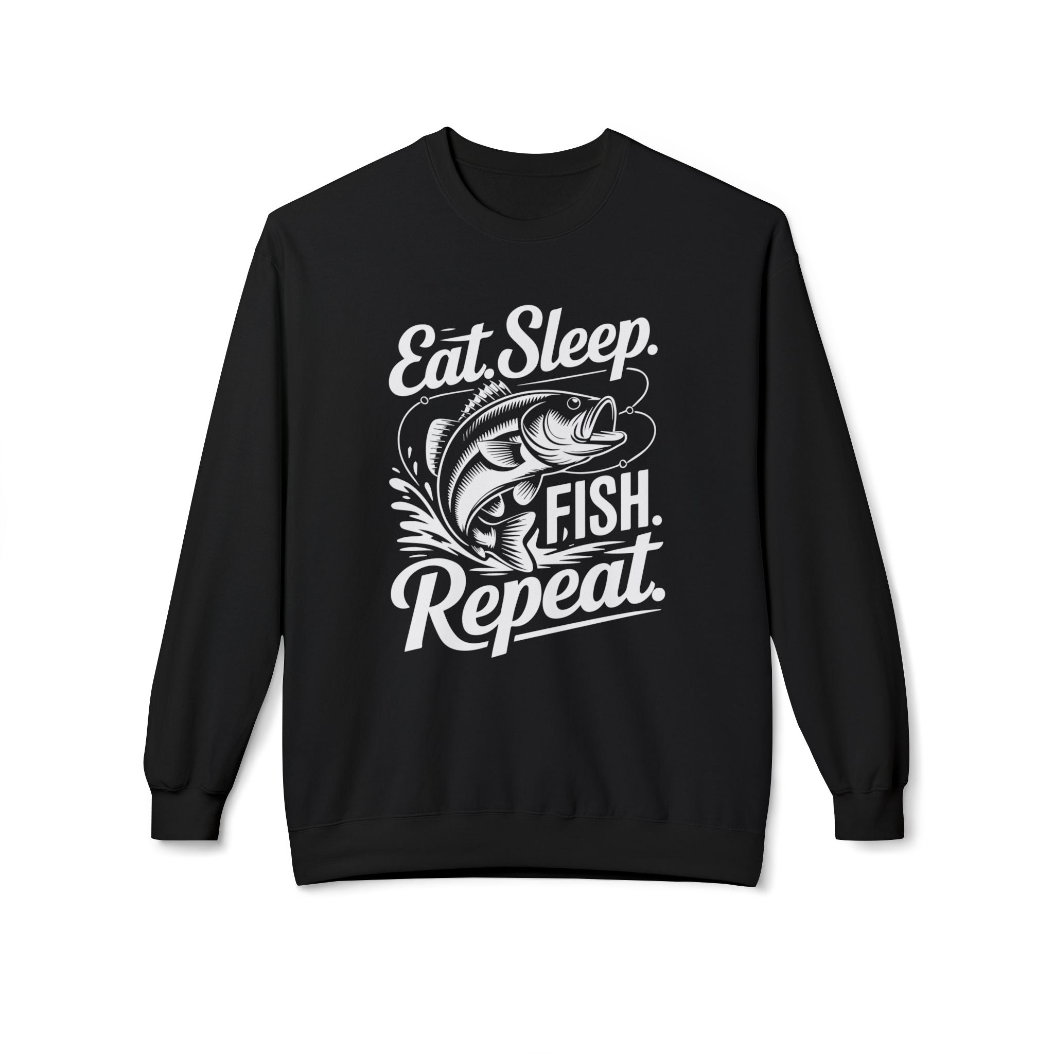 Eat Sleep Fish Repeat Midweight Softstyle Fleece Crewneck Sweatshirt