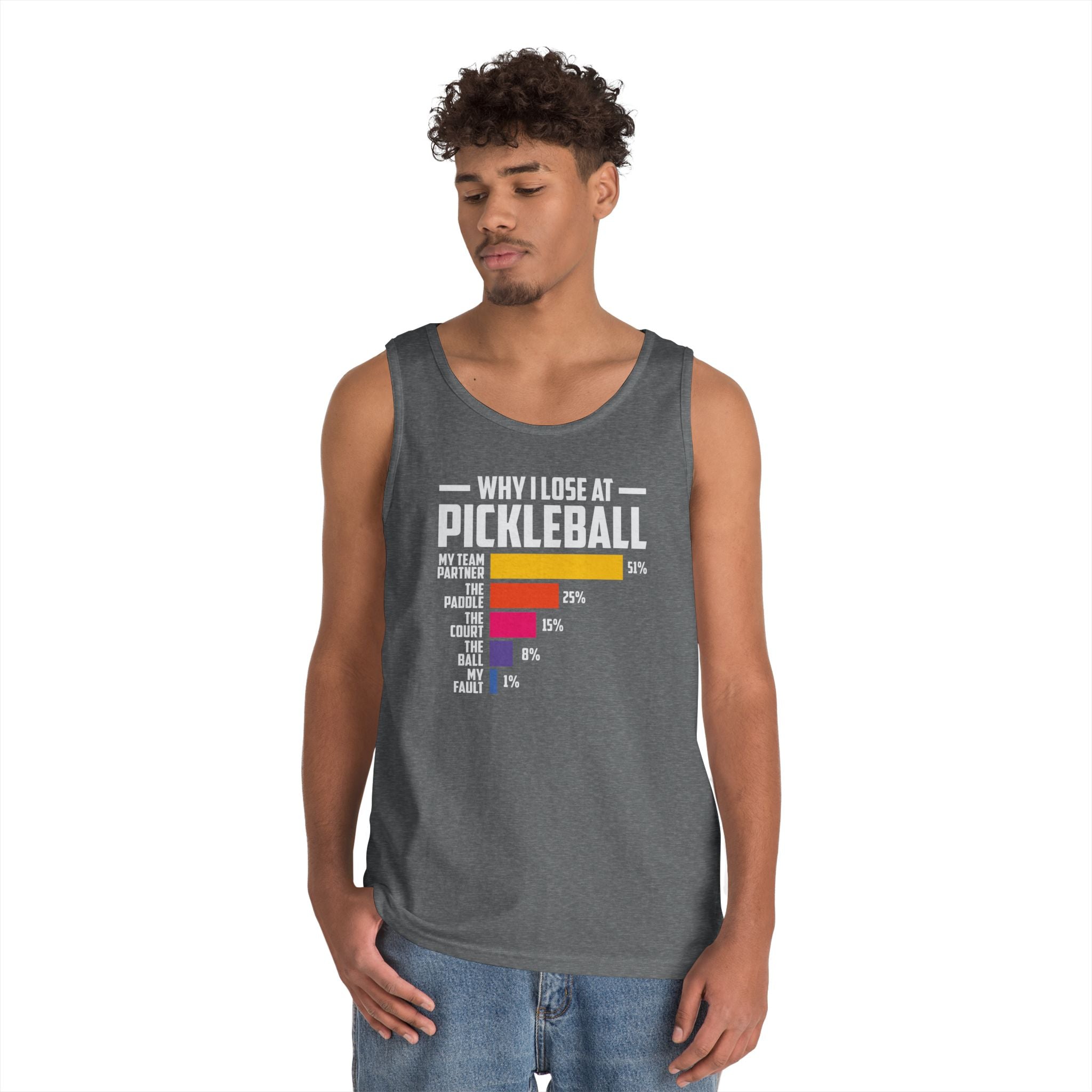 Why I Lose At Pickleball Heavy Cotton Tank Top